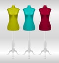 Three female tailors dummy mannequins