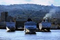 Three ferries at anchor in Naples