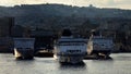 Three ferries at anchor in Naples