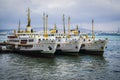 Three ferry sails into the Bosphorus Sea, Istanbul