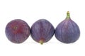 Three fig fruits isolated on white background. Ripe sweet figs fruits. Isolated figs Royalty Free Stock Photo