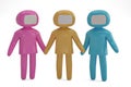 Three figure people on white background 3D illustration.