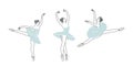 Three figures of dancing ballerinas. Royalty Free Stock Photo