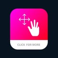 Three, Finger, Gestures, Hold Mobile App Button. Android and IOS Glyph Version Royalty Free Stock Photo