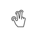 Three finger pinch gesture line icon