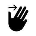 Three finger swipe black glyph icon