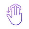 Three finger touch downwards gradient linear vector icon