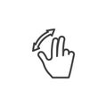 Three finger zoom gesture line icon