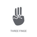 Three fingered hand gesture icon. Trendy Three fingered hand gesture logo concept on white background from Hands collection