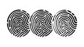 Three Fingerprints for Biometric Security, vector design Generative AI Royalty Free Stock Photo