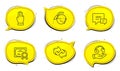 Three fingers, Comment and Refresh icons set. Coffee pot sign. Click palm, Talk bubbles, Rotation. Tea drink. Vector