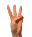 Three fingers of the hand of the low poly polygon