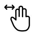 Three Fingers Horizontal Scroll Icon, Great for Gesture and User Interface Themes