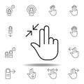 three fingers in resize gesture outline icon. Set of hand gesturies illustration. Signs and symbols can be used for web, logo,
