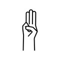 Three fingers salute sign vector icon