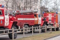 Three fire engines on the street