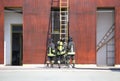 three firefighters in the fire brigade Royalty Free Stock Photo