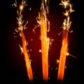 Three firework sparklers Royalty Free Stock Photo