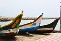 Three fishermen boats on the beach. Royalty Free Stock Photo