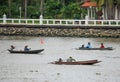 Three Fishing Boats on the Chao Phraya River Royalty Free Stock Photo