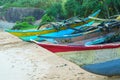 Three fishing boats on the coast of Sri Lanka