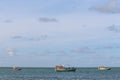 Three fishing boats off the coast of Brazil Royalty Free Stock Photo