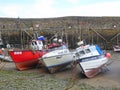 Three fishing boats in harbour