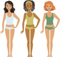 Three fit multiracial girls