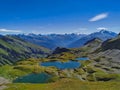 Three of the five lakes of Forclaz in the french alps. Near Bourg Saint Maurice.