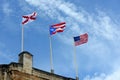 Three Flags at Castillo de San CristÃÂ³bal, San Juan Royalty Free Stock Photo