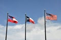Three flags of Texas Royalty Free Stock Photo