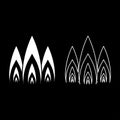 Three flame fire Burn bonfire 3 tongues icon outline set white color vector illustration flat style image