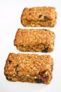 Three flapjack pieces in a row Royalty Free Stock Photo