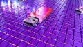 Three flash drives placed on sparkling surface
