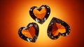 Three Floating Heart-Shaped Gems Royalty Free Stock Photo