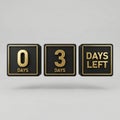 geometric 3D design. A sophisticated digital countdown timer UI concept. Features thick, floating square panels in a deep Royalty Free Stock Photo