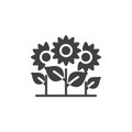 Three flowers vector icon