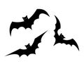Three flying bat silhouette