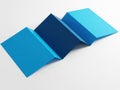 Three folded blue paper sheets isolated on white background Royalty Free Stock Photo