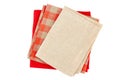 Three folded colorful napkins on white Royalty Free Stock Photo