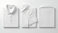 Three folded white polo shirts arranged in a row Royalty Free Stock Photo