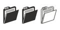 Vector art of three folders in different styles isolated on white background for graphic design and organization Royalty Free Stock Photo