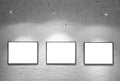 Three frames on brick white wall Royalty Free Stock Photo
