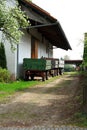 Three freight trailers on the farm under suspension roof