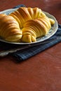 Brioche Croissants, Leavened Portuguese Pastries on Kitchen Table