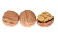 Three fresh closeup walnuts