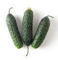 Three fresh cucumbers on white background, image Royalty Free Stock Photo