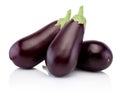 Three fresh eggplants isolated on white background Royalty Free Stock Photo
