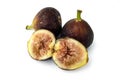 Three fresh figs fruit isolated on white background Royalty Free Stock Photo