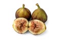 Three fresh figs fruit isolated on white background Royalty Free Stock Photo